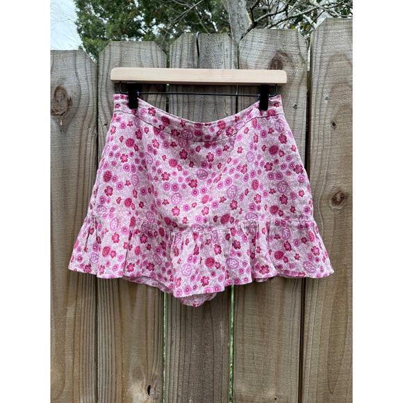 Reworked Pink Floral Cotton Mini Skirt – Made in India - Picture 6 of 7